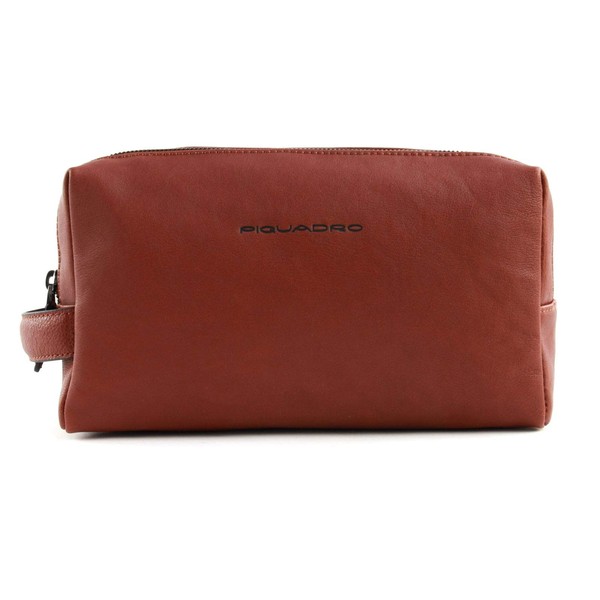 Piquadro Black Square Leather Toiletry Bag 25 cm, red