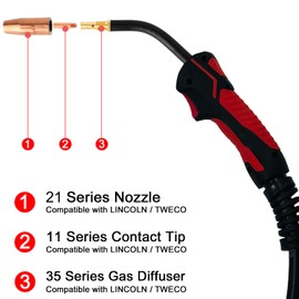 MIG Welding Gun Torch 100Amp 15ft Replacement for Lincoln Magnum 100L K530-6,Fits Lincoln Mig Gun SP-140T 180T,Easy-Core 140 180,Weld-Pak 125 125HD 140HD etc