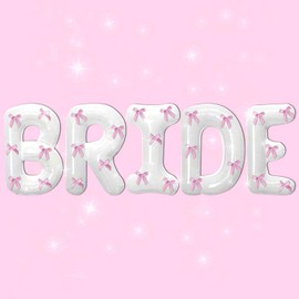 Big Size Pink Bows Bride Letter Balloons for Tie The Knot Bridal Shower Decor Pink Bow Coquette Bachelorette Party Decorations