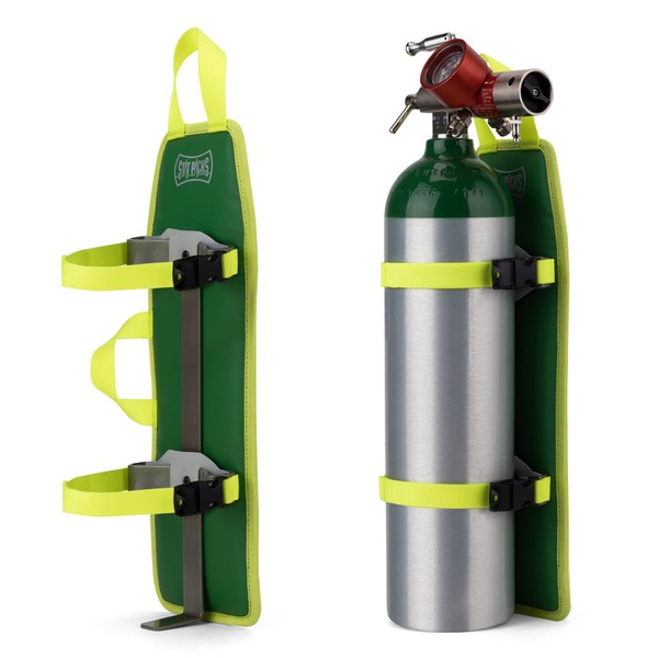 Statpacks G3 Oxygen Module Secures D or Jumbo-D O2 Cylinders in EMS Bags Adjustable Locking Cam Buckles Versatile Carry Mounting for EMS, Fire-Rescue, Healthcare Professionals, Green