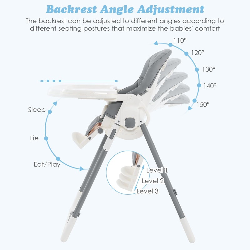 INFANS High Chair for Babies & Toddlers, Foldable Highchair with