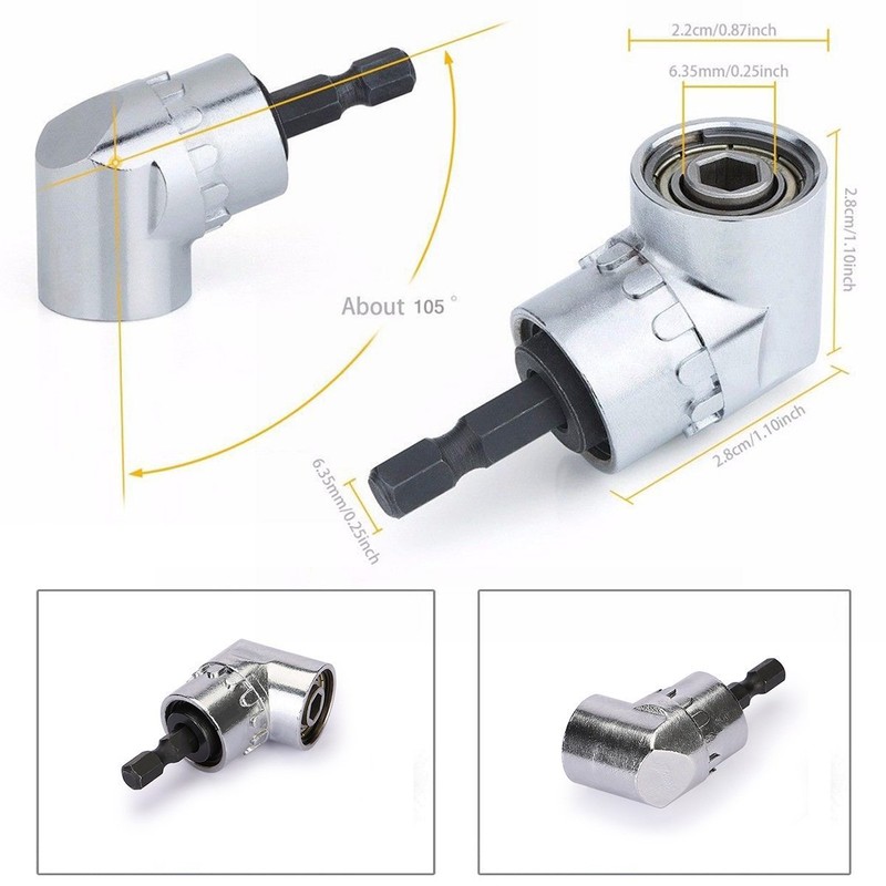 OCGIG 3 Pcs 105 Degree Right Angle Drill Attachment Hex