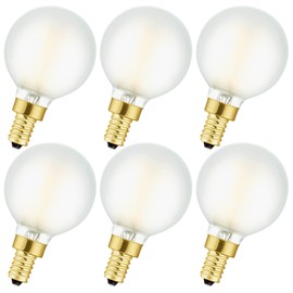 Leools G16.5 Light Bulb,6W E12 LED Bulb dimmable Equivalent E12 Candelabra Bulb 60 Watt,Warm White 2700K,Frosted Glass,600lm,CRI90+,AC120V,Edison Style,Clear Glass,ETL Listed,Pack of 6