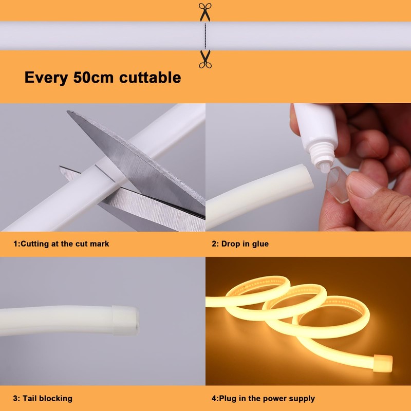 BENLUN AC 110V COB LED Strip Lights Outdoor Waterproof 65.6ft,