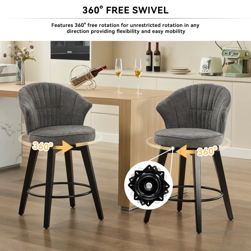 CinkeHome Swivel Counter Height Kitchen Dining Bar Stool Barstool Tufted