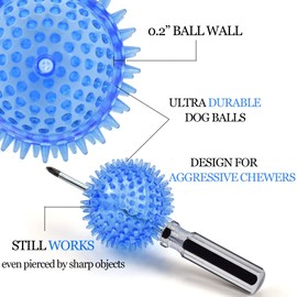 Ousiya 6-PACK Dog Squeaky Balls, Spiky Dog Balls with Squeaker, Squeaky Dog Toys Ball, High Bounce Rubber Spike Small Dog Balls for Puppy Teething, Small and Medium Aggressive Chewers Chew Toys Ball