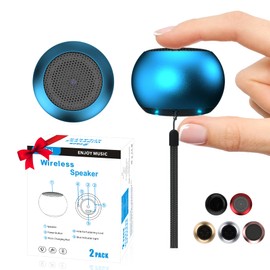 AUKSKY 2Pack Portable Mini Speaker, Bluetooth Tiny Speaker,Wireless Micro Speaker for Phone/PC/Tablet, Rechargeable Battery, Built-in Microphone, Cute Mini Speaker with Strap to Carry, Blue