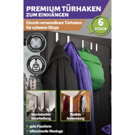 Menz Premium Door Hooks Set of 6 Stainless Steel 2 cm