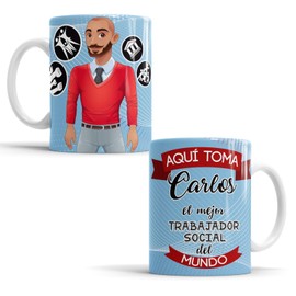 Taza El Mejor Trabajador Social Del Mundo Personalizada 11Oz Blanca Mod619