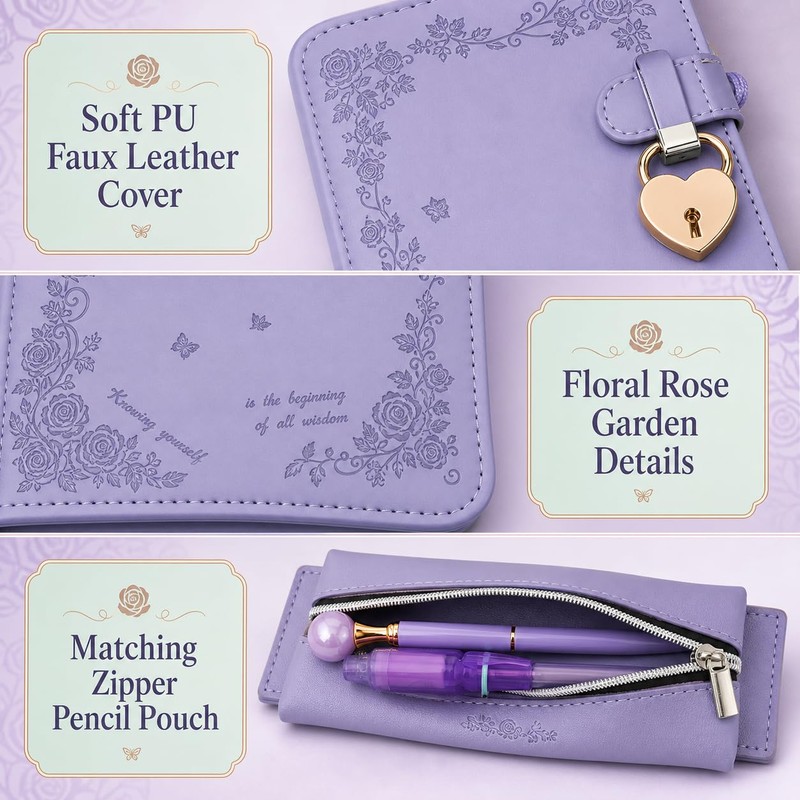 WeiAlico Secret Diary with Lock and Keys for Girls 6-12