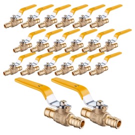 HeSun 20 PCs PEX A Expansion Ball Valve, 3/4-Inch Brass Shut Off Valve for Hot and Cold Water, Fit PEX-A Expansion Pipe, ASTM F1960, Yellow