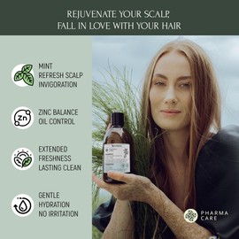 Vis Plantis Shampoo for Oily Hair with Zinc & Mint - 500 ml Vegan Shampoo for Greasy Hair, Scalp & Roots - Natural Sulphate SLS Free Shampoo - Reducing Oiliness, Sebum & Dandruff - Itchy Scalp Shampoo