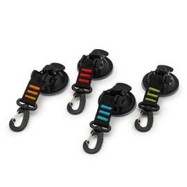 4Pcs Multi-Coloured Suction Cups With Hooks/straps by Manhattan International. Best for Multipurpose Heavy Duty Camping Sucker Cups Hooks for Home, Outdoor Car Window, Van, Truck, Awning Boat Tarp.