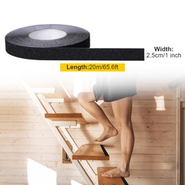 OQingluan Non-Slip Tape Stairs, 2.5 cm x 20 m, Non-Slip Strips, Non-Slip Stair Steps, Prevent Elderly People, Children and Pets from Slipping, Black