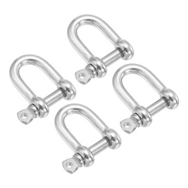PATIKIL 3/16" / 5mm Screw Pin Shackle, 4Pcs M5 Stainless Steel D Ring Shaped Screw Shackles for Heavy Lifting Chains Outdoor Camping, Silver Tone