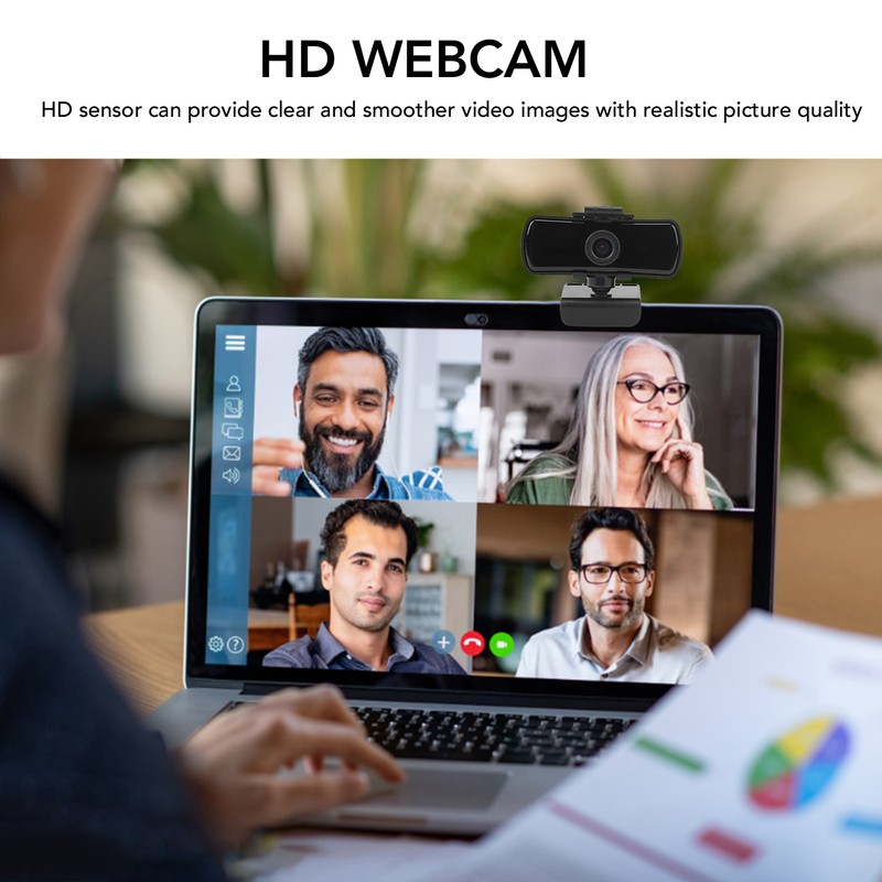 HD Webcam 1080P 30 Fps Noise Reduction 90° Wide Viewing