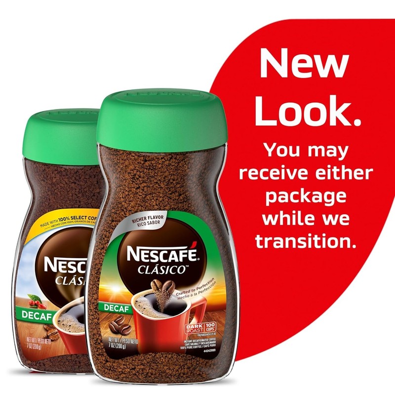 NESCAFÉ CLÁSICO, Instant Coffee, Decaf Dark Roast, 1 Jar (7