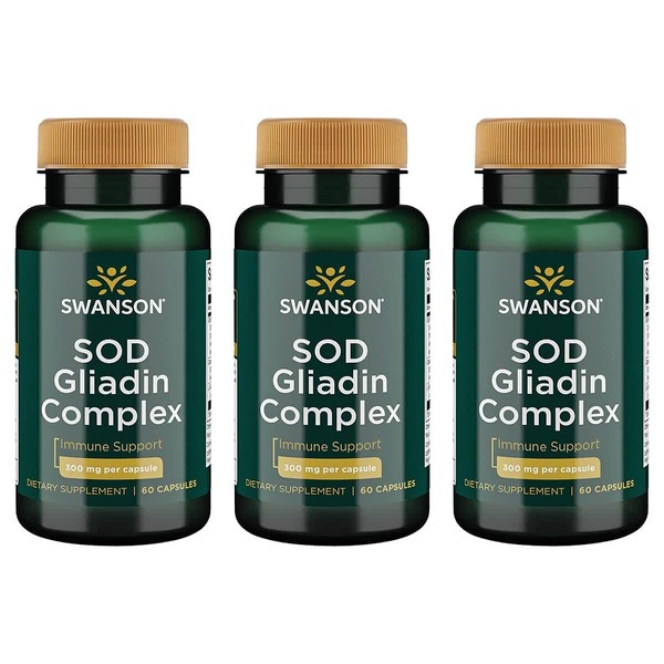 Swanson Sod Gliadin Complex 300 mg 60 Caps 3 Pack