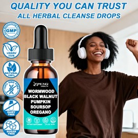 Wormwood, Black Walnut & Clove Digestive Support Liquid Drops – Gut Health & Detox Supplement with Oregano, Soursop & Pumpkin, 2 fl oz