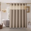 Inhousolu Extra Long No Hook Shower Curtain with Snap in