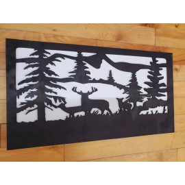 Knotty Oar Wood Shop 19" Hidden Gun Safe Concealment Storage Cabinet with Outdoor Nature Deer Scene  - RFID, Without Light