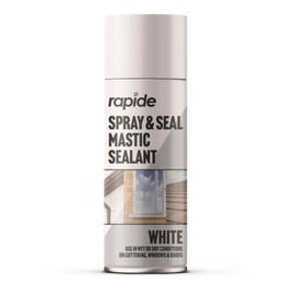 Rapide Spray & Seal Mastic Sealant White 400ml, Adheres to Metal, Plastic, Wood, Stone, and More, offering Versatile use.