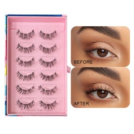 6 Pairs False Eyelashes, Natural Fluffy Look, Reusable Lashes Set for Daily & Party Makeup, Fit All Eye Shapes