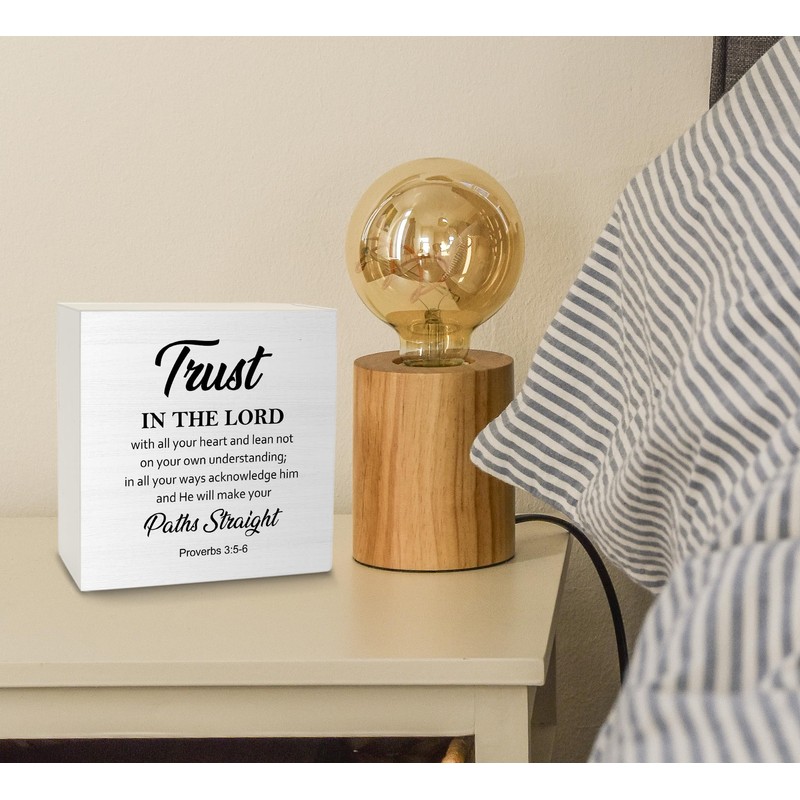 KU-DaYi Christian Scripture Wooden Box Sign, Trust in The Lord