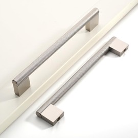 Coinkoly 10 Pack 7"(178mm) Brushed Satin Nickel Cabinet Pulls Knurled Kitchen Cabinet Handles Drawer Pulls Silver Cupboard Hardware for Cabinets