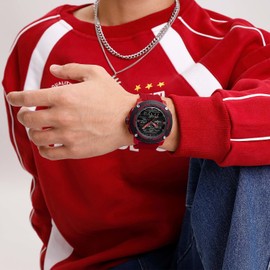 NAVIFORCE 5ATM Waterproof Sport Watches for Men Silicone Band Quartz Analog Digital Alarm Clock Chronograph Luminous Wristwatch