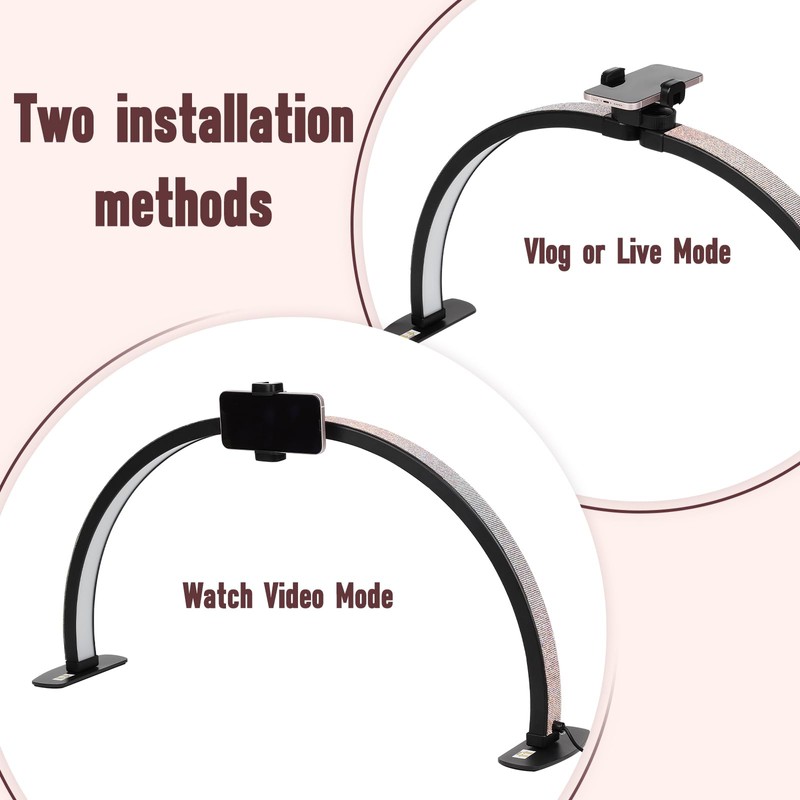 Half Moon Light for Nail Desk with Phone Holder, 29IN