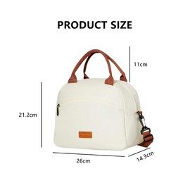 JAMAKALA Lunch Bags for Women Men, Reusable Women's Insulated Lunchbag with Strap, Portable Lunch-Bag Small Waterproof Cooler Lunch Bags for Travel Work School Picnic (White)
