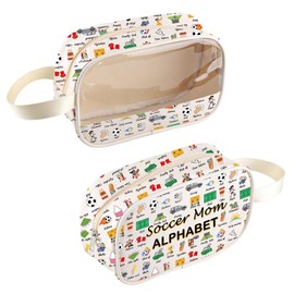 Soccer Mom Alphabet Clear Cosmetic Bag Soccer Player Gift Soccer Mom Gift Soccer Lover Gift Soccer Game Day Gift (SoccerBag)