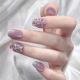 Nail Tip, Short, False Nail, Stylish, Cat Eye, Short Nail Tip, 24 Pieces, Glossy, Sparkle, Japanese Style, Cute, False Nails, Popular Nail Tips, Fake Nails, 3D Sensation, Handmade False Nails, Nail