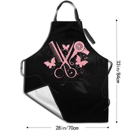 Hair Stylist Apron Hairstylist Salon Apron with Pink Glitters Tools and 2 Pockets Waterproof Hairdresser Barber Aprons Christmas Gifts for Hairdressers Cosmetology Gifts for Women Men