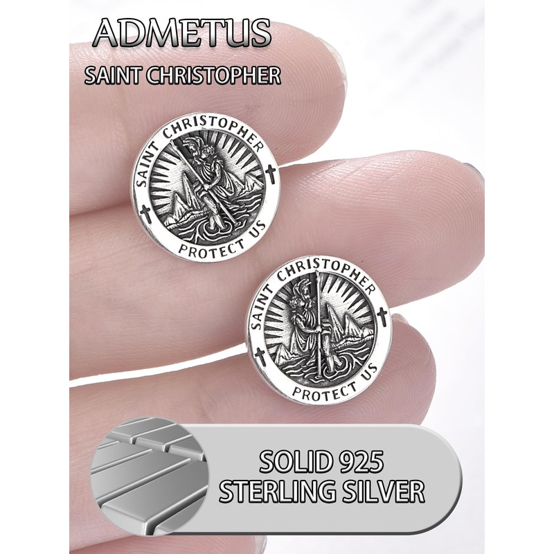 St Christopher Cufflinks for Men Sterling Silver Saint Christopher Cufflink