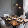 Stranthother Black and Gold Scalloped Leather Placemats Set of 6