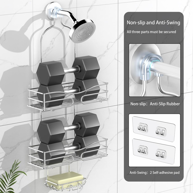 DAOYA Shower Caddy - Shower Organizer with 6 Hooks for
