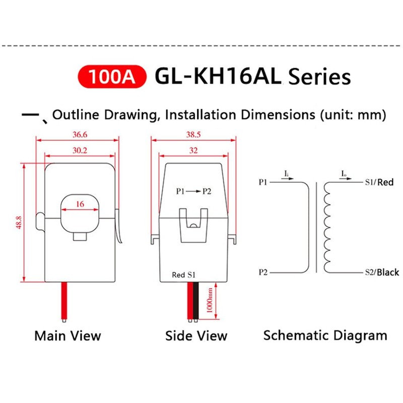 Haosie 1pcs Split Core Current, PZCT-02 Current Sensor, Split Core