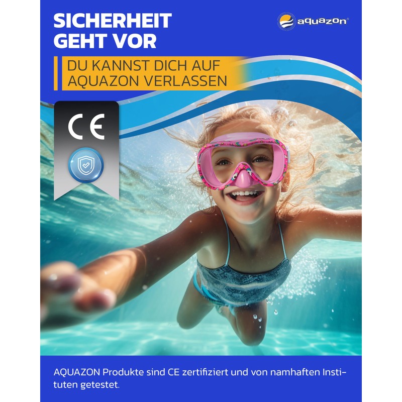 aquazon Kids Waterproof Junior Children's Snorkelling Goggles, Diving Goggles, Swimming