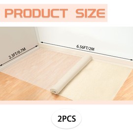 Sekonow 2 Rolls Non Slip Rug Pad Gripper 2.3 x 6.6 FT, Anti Skid Area Rug Pad, Under Carpet Rug Mats for Hardwood Floors and Tile Floors, Keep Rug or Runner in Place