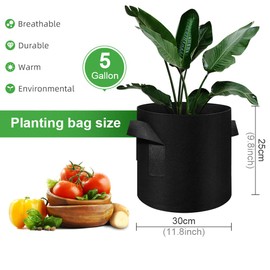 AkiiGer 5/7/10 Gallon Grow Bags 150 Pack, Heavy Duty Thickened Nonwoven Fabric Pots with Handles, Plant Grow Bags for Vegetable Flower Plant Fruits, Black