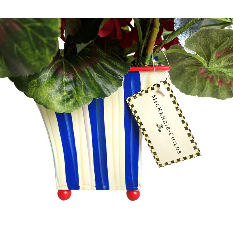 Mackenzie Childs Royal Check Potted Geranium Red Brand New, Original