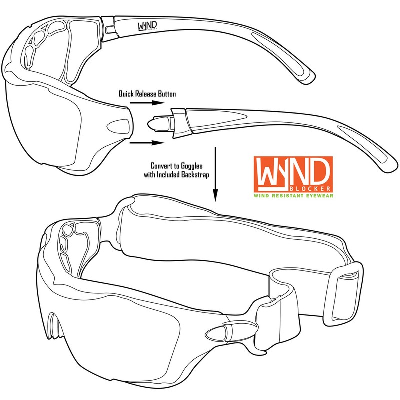 WYND Blocker Polarized Large Motorcycle Riding Sunglasses Sports Wrap Glasses,