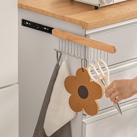 Pull Out Bra Hanger for Closet, Sliding Hooks Rack for Belt Ties Tank Top Scarf Jewelry, Space Saving Organizr for Wardrobe Cabinet, Right Side 12 Hooks Rail, 2 Pcs