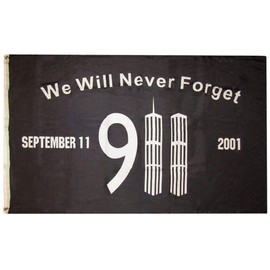 3x5 We Will Never Forget 911 September 11, 2001 Memorial Black 3'x5' Premium Quality Rough Tex 100D Oxford Polyester Flag