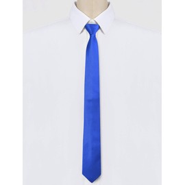 Allegra K Men's Skinny Pretied Solid Color Zipper Ties Neck Adjustable Strap Wedding Groom Tie One Size Royal Blue
