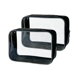 TotePrint Stadium Approved Green Frame Clear Toiletry Bag TSA Approved Clear Organizer Bags Portable Travel Makeup Bags with Zipper for Women, black, Modern