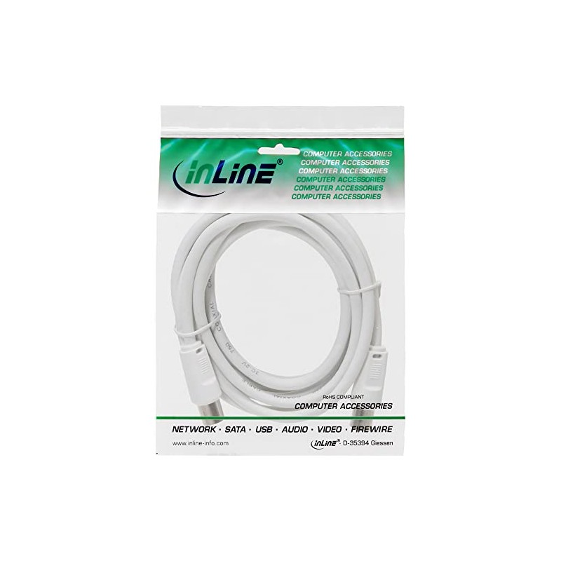 InLine 69410 10 m White Coaxial Cable – Male/Female Coaxial