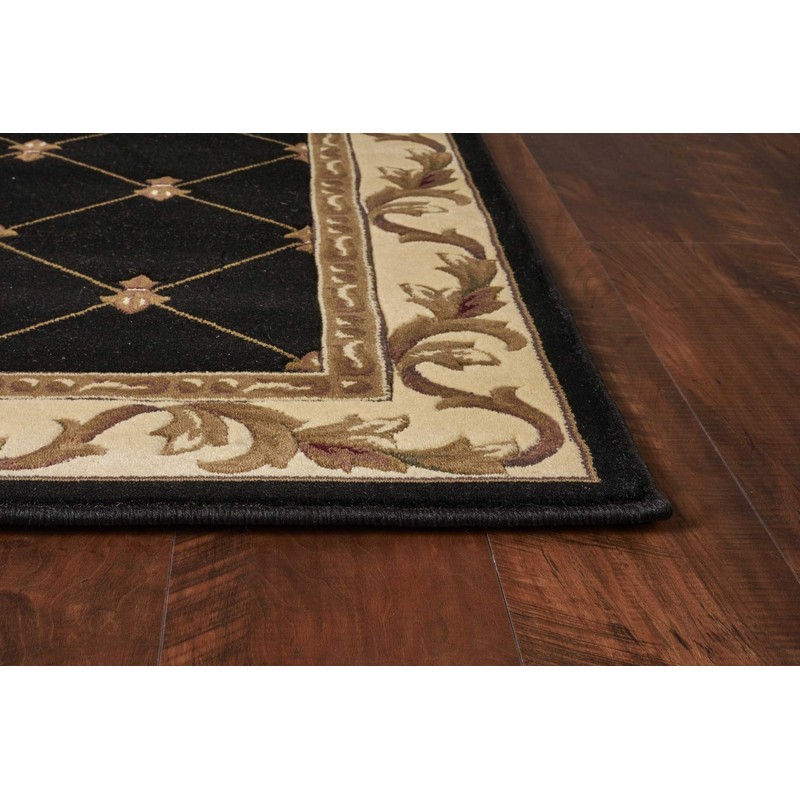 HomeRoots 2' X 3' Black Machine Woven Hand Carved Fleur